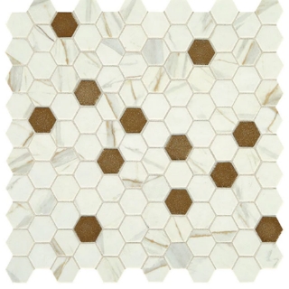 Picture of Daltile - Uptown Glass Hexagon Posh Chiffon
