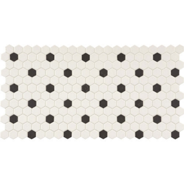 Picture of Daltile - Keystones Blends Hexagon White with Black Dots 1 x 1 Arctic White with Black Dots