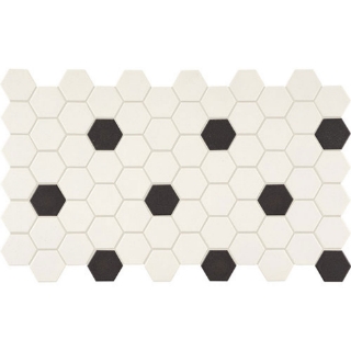 Picture of Daltile - Keystones Blends Hexagon White with Black Dots 2 x 2 Arctic White with Black Dots