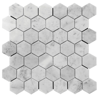 Picture of MiR Mosaic - Marbella Carrara Hex 2 x 2 Carrara Hex Honed