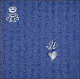 Picture of Bisazza Mosaico - Decori 10 - Hearts and Robots Hearts Robots Blue