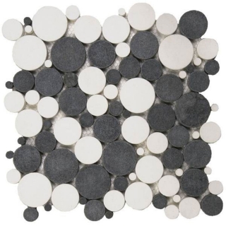 Picture of Bati Orient - Round Mosaic Reconstituted White/Black