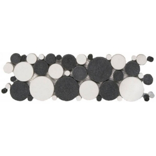 Picture of Bati Orient - Round Mosaic Reconstituted Border White/Black