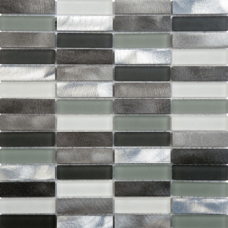 Picture of Bati Orient - Mix Mosaic Mix Rectangles Aluminum Grey Glass Black Stone