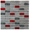 Picture of Bati Orient - Mix Mosaic 1 x 2 Silver Grey Natural Quartzite Glass Red