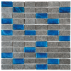 Picture of Bati Orient - Mix Mosaic 1 x 2 Grey Natural Quartzite Glass Turquoise
