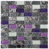 Picture of Bati Orient - Mix Mosaic 1 x 2 Grey Polished Quartzite Purple & White Glass