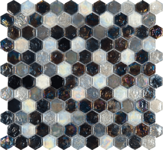 Picture of Bati Orient - Mix Mosaic Hexagon Black Grey White-Grey Glass