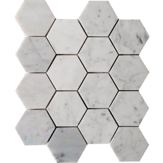 Picture of MiR Mosaic - Marbella Carrara Hex 3 x 3 Carrara Polished