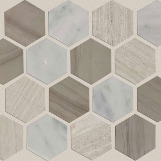 Picture of Shaw Floors - Chateau Hexagon Bianco Carrara Rockwood Urban Grey