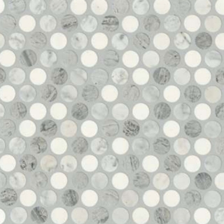 Picture of Shaw Builder - Estate Mosaic Penny Round Bianco Carrara Blue