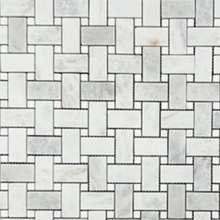 Picture of Elon Tile & Stone - Basketweave Mosaics Bianco Oro White Thassos Dot Honed