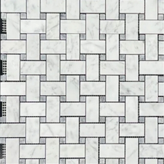 Picture of Elon Tile & Stone - Basketweave Mosaics Bianco Carrara Pacific Gray Dot Honed