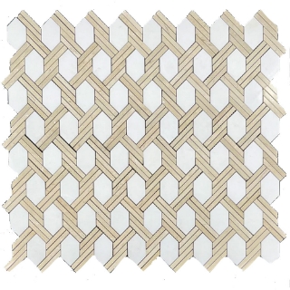 Picture of Elon Tile & Stone - Captiva Mosaics White Thassos Crema Marfil