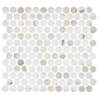 Picture of Elon Tile & Stone - 1 Rounds Mosaics Calacatta Gold Honed