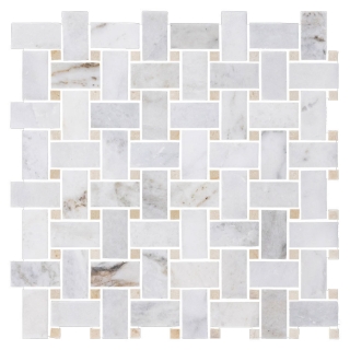 Picture of Elon Tile & Stone - Basketweave Mosaics Bianco Oro Crema Marfil Dot Honed