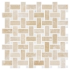 Picture of Elon Tile & Stone - Basketweave Mosaics Cross-Cut Light Ivory Travertine Dolomite Dot Honed