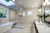 Picture of Elon Tile & Stone - Basketweave Mosaics Cross-Cut Light Ivory Travertine Dolomite Dot Honed