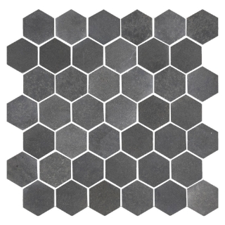Picture of Elon Tile & Stone - Hexagon Mosaics 2 Grey Basalt Honed