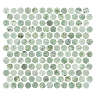 Picture of Elon Tile & Stone - 1 Rounds Mosaics Emerald Green Honed