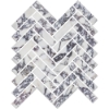 Picture of Elon Tile & Stone - Herringbone Mosaics 1 x 4 Bianco Violetta Honed