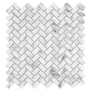 Picture of Anthology Tile - Fabrique and Nature Herringbone Mosaic Carrara Herringbone