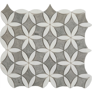 Picture of Happy Floors - Stone and Marble Flora Wooden Silver Paper White