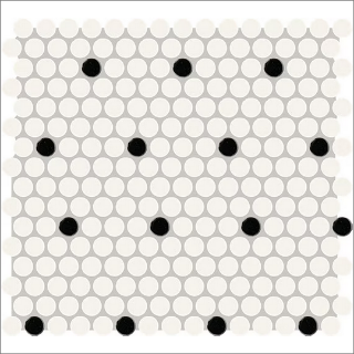 Picture of Daltile - Color Wheel Mosaic Penny Round Arctic White Black Dot