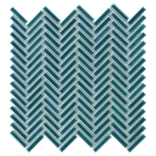 Picture of SOHO Studio Corp - Motek Herringbone Mosaic Polished Teal Crackled