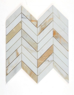 Picture of Elysium - Chevron Mosaic Calacatta Gold Honed