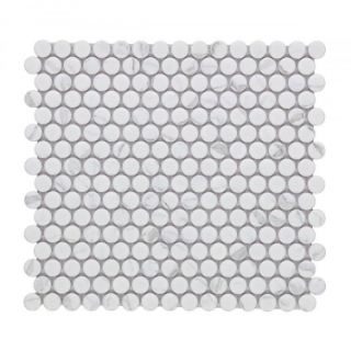 Picture of Elysium - Hulu Penny Round Mosaic Statuario Matte