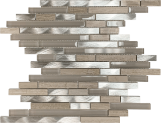 Picture of Bati Orient - Mix Mosaic Baguette Beige Marble Glass Brushed Metal