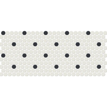 Picture of Daltile - Keystones Blends Penny Rounds Arctic White Black Retro Dot