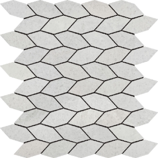 Picture of Bati Orient - Marble Elongated Hexagon White Grey Leaves