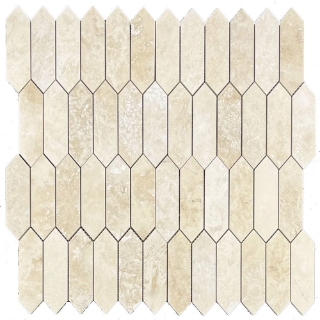 Picture of Elon Tile & Stone - Picket 2 x 6 Mosaics Cross-Cut Light Ivory Travertine
