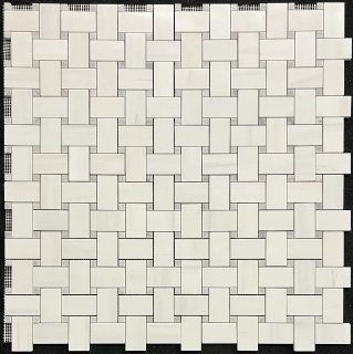 Picture of Elon Tile & Stone - Basketweave Mosaics Dolomite XL 5/8 Carrara Dot Honed