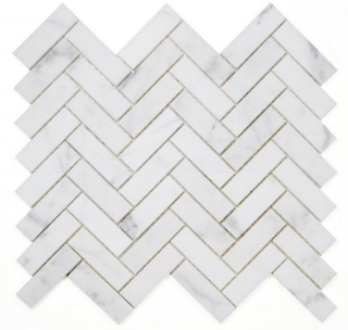 Picture of Elysium - Herringbone Mosaic Calacatta White Honed