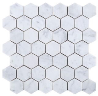 Picture of Elysium - 2 x 2 Hexagon Mosaic Carrara Honed