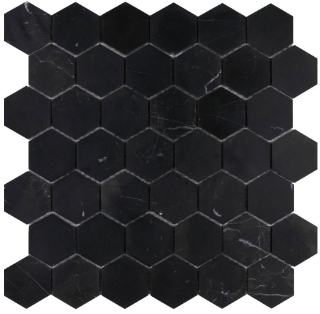 Picture of Elysium - 2 x 2 Hexagon Mosaic Marquina Honed