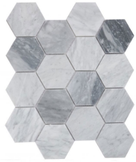 Picture of Elysium - 3 x 3 Hexagon Mosaic Mix Grey Honed