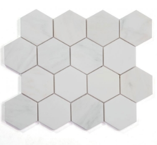 Picture of Elysium - 3 x 3 Hexagon Mosaic Snow White Honed