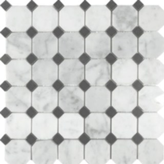 Picture of Tesoro - Metropolitan Blend Octagon Mosaic White Cararra with Black Dot