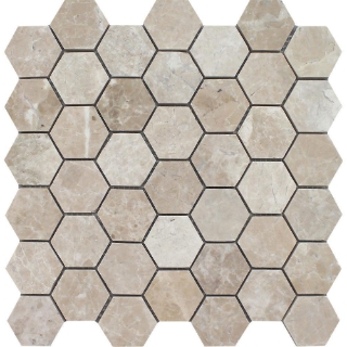 Picture of Tesoro - Pietra Antica Antiqued Stones Hexagon Mosaic 2 Cashmere Beige