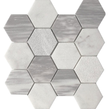 Picture of Tesoro - Contempo Hexagon 3 Blend Mosaic Luna Carrara
