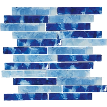 Picture of Tesoro - Flower Glass Mosaic 1 x 6 Bluebell Iris Pool Blend