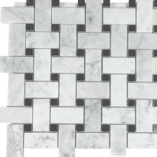 Picture of Tesoro - Metropolitan Blend Basketweave Mosaic White Cararra with Black Dot
