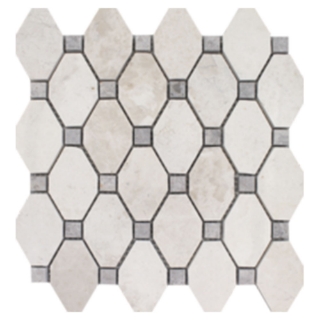 Picture of Tesoro - Pietra Antica Select Polished Travertine Elongated Hex Mosaic Imperial Pearl