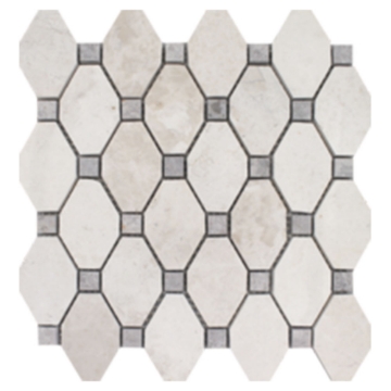 Picture of Tesoro - Pietra Antica Select Polished Travertine Elongated Hex Mosaic Imperial Pearl