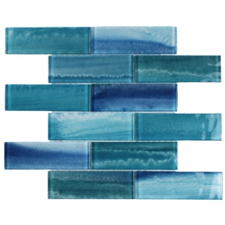 Picture of Tesoro - Gemstone 2 x 6 Staggered Mosaic Aquamarine