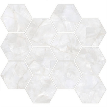 Picture of Tesoro - Mother of Pearl Hexagon Mosaic Silver Polished